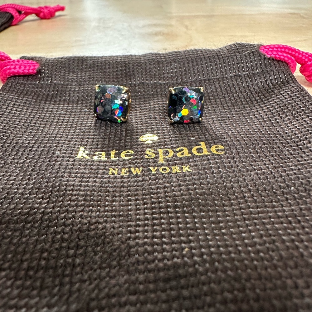 Kate Spade Black and Multicolor Glitter Earrings